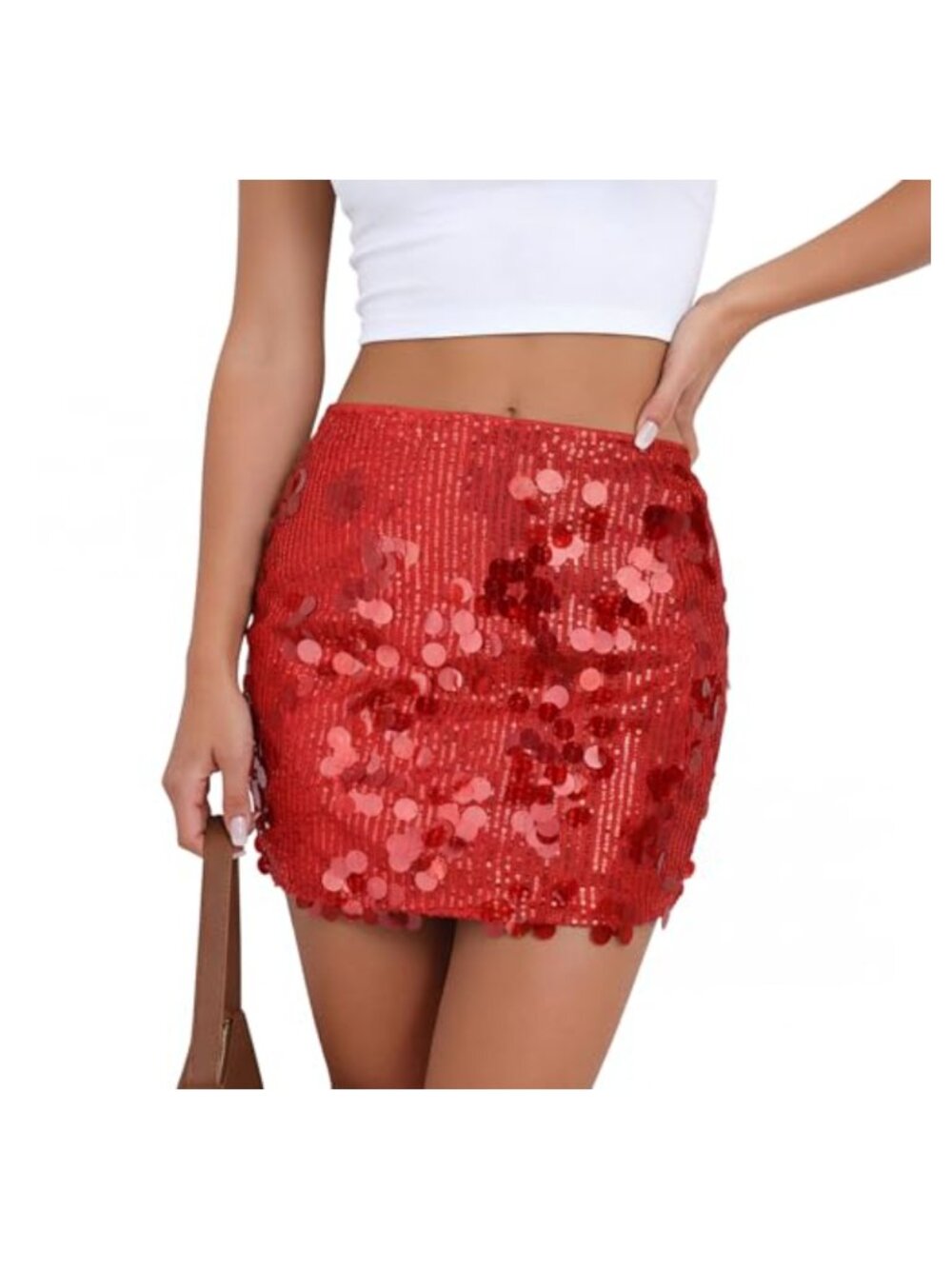 Sequin Mini Skirt Bodycon Stretchy Glitter Pencil Skirt for Club Party